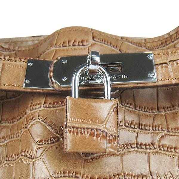 Replica Hermes Jypsiere 34 Togo Crocodile Leather Messenger Bag Light Coffee H2804 - 1:1 Copy